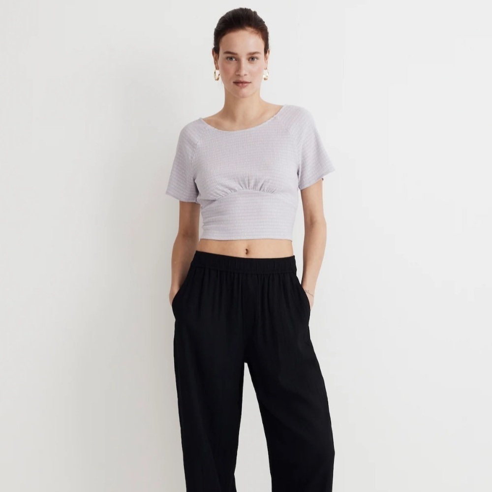 Madewell Lilac Crop Top with Short Sleeves